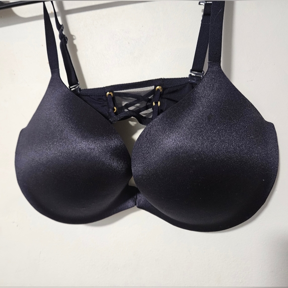 La SENZA Body Kiss Plunge Bra 38C black lace w corset front close up2cups up2cup - Picture 6 of 14